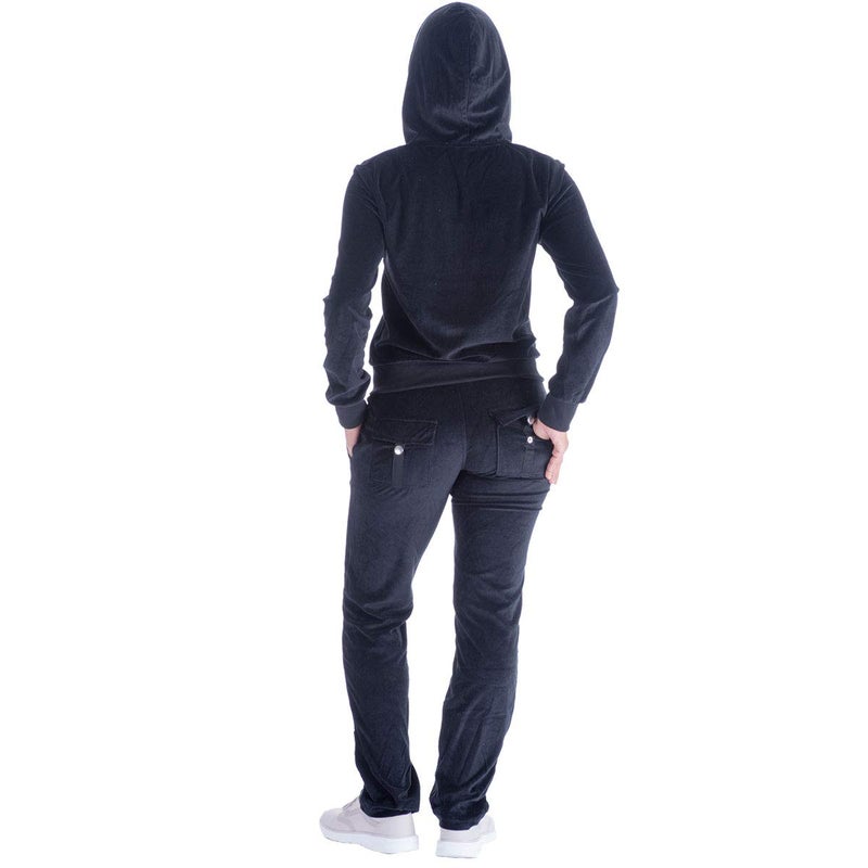 Facitisu Sweatsuits for Women Tracksuit 2 Piece Outfits Velour & Fleece Active Wear Zip-Up Hoodie Sweatpants Sweat Suits Black Large - Image 3